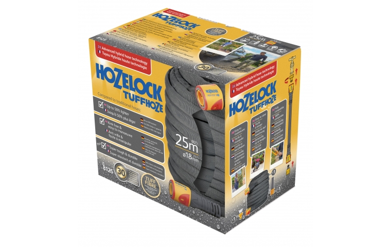 Шланг Шланг HoZelock 8125 ГИБРИДНЫЙ TuffHoze 25м ( в комплект входит 2 несъемных металлических коннектора с аквастоп, Наконечник для шланга 2292)