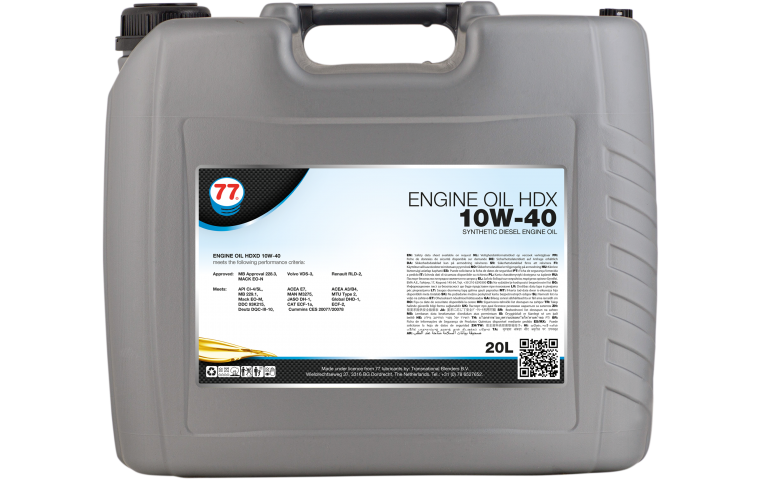 Масло моторное полусинтетическое  77 Lubricants Engine Oil HDX 10W-40, 20л