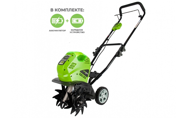 Культиватор аккумуляторный Greenworks G40TLK4 (в комплекте АКБ + ЗУ)